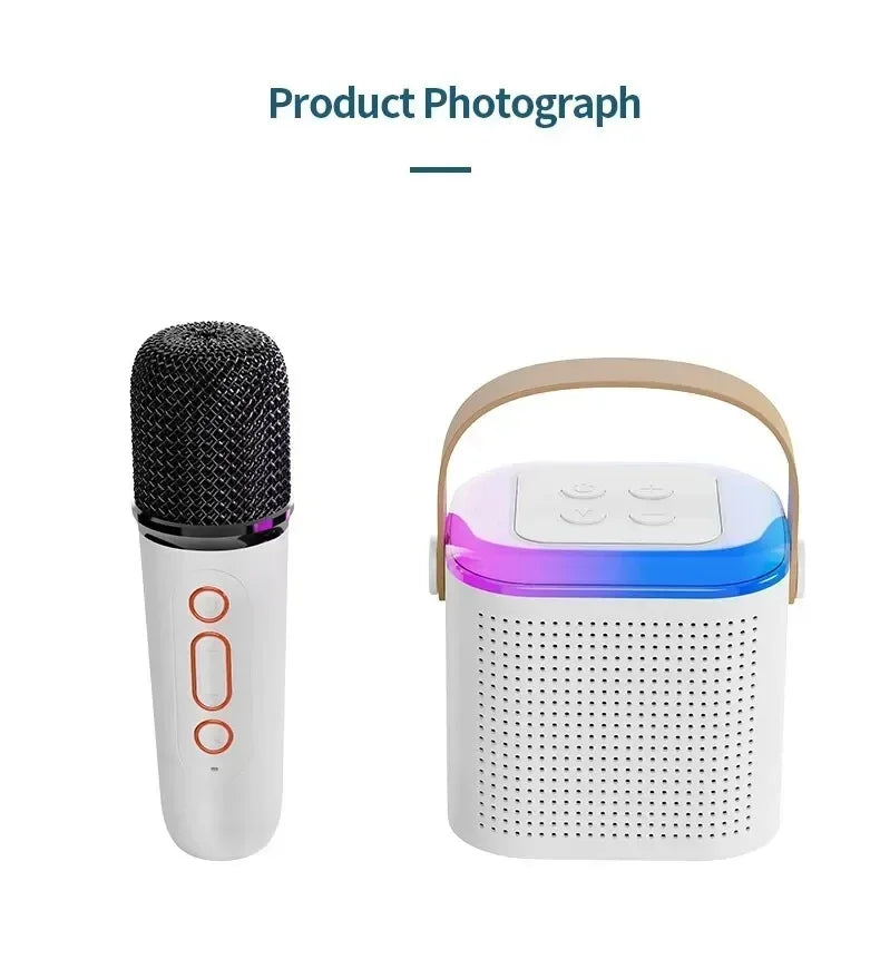 Y1 Wireless Dual Microphones Karaoke Machine KTV DSP System Bluetooth 5.3 PA Speaker HIFI Stereo Surround RGB Colorful LED Light