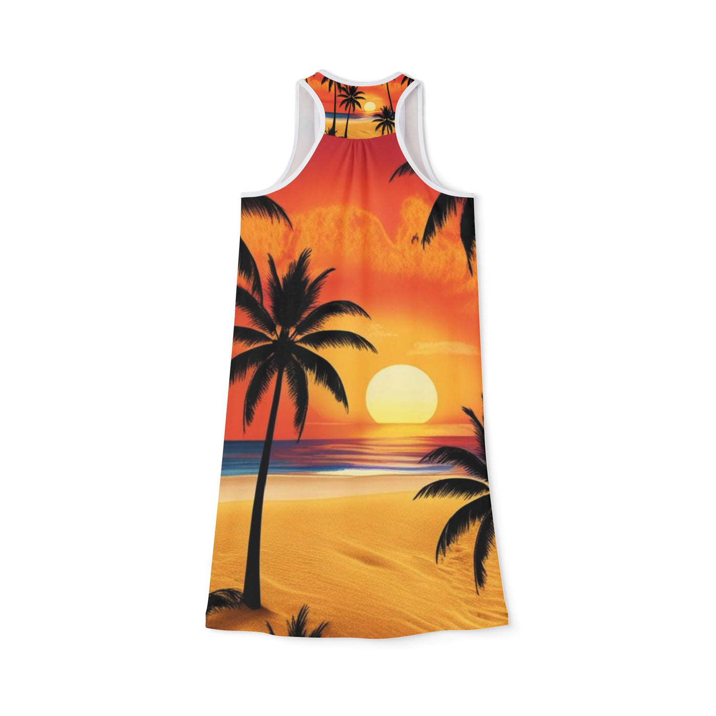 Sunset Palms Women's Racerback Dress, Tropical Beach Wear, Summer Dress, Vacation Outfit, Resort Style, AOP Fashion