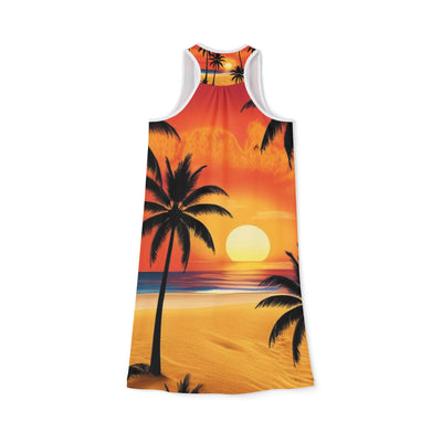 Sunset Palms Women's Racerback Dress, Tropical Beach Wear, Summer Dress, Vacation Outfit, Resort Style, AOP Fashion