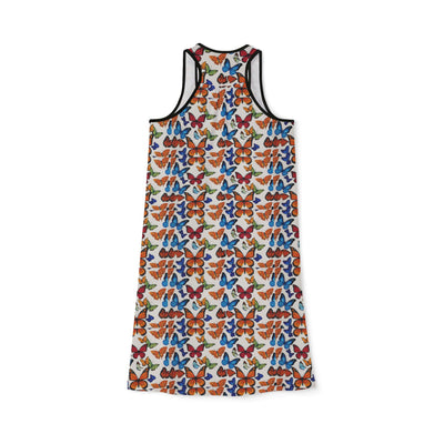 Colorful Butterfly Pattern Women's Racerback Dress, Casual Summer Dress, Beachwear, Garden Party Dress, Gift for Her