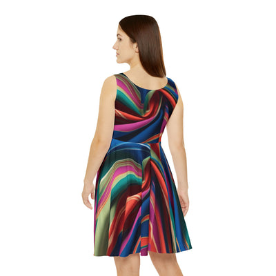 Vibrant Women's Skater Dress, Colorful AOP Dress for Parties, Summer Fashion, Casual Wear, Festival Attire