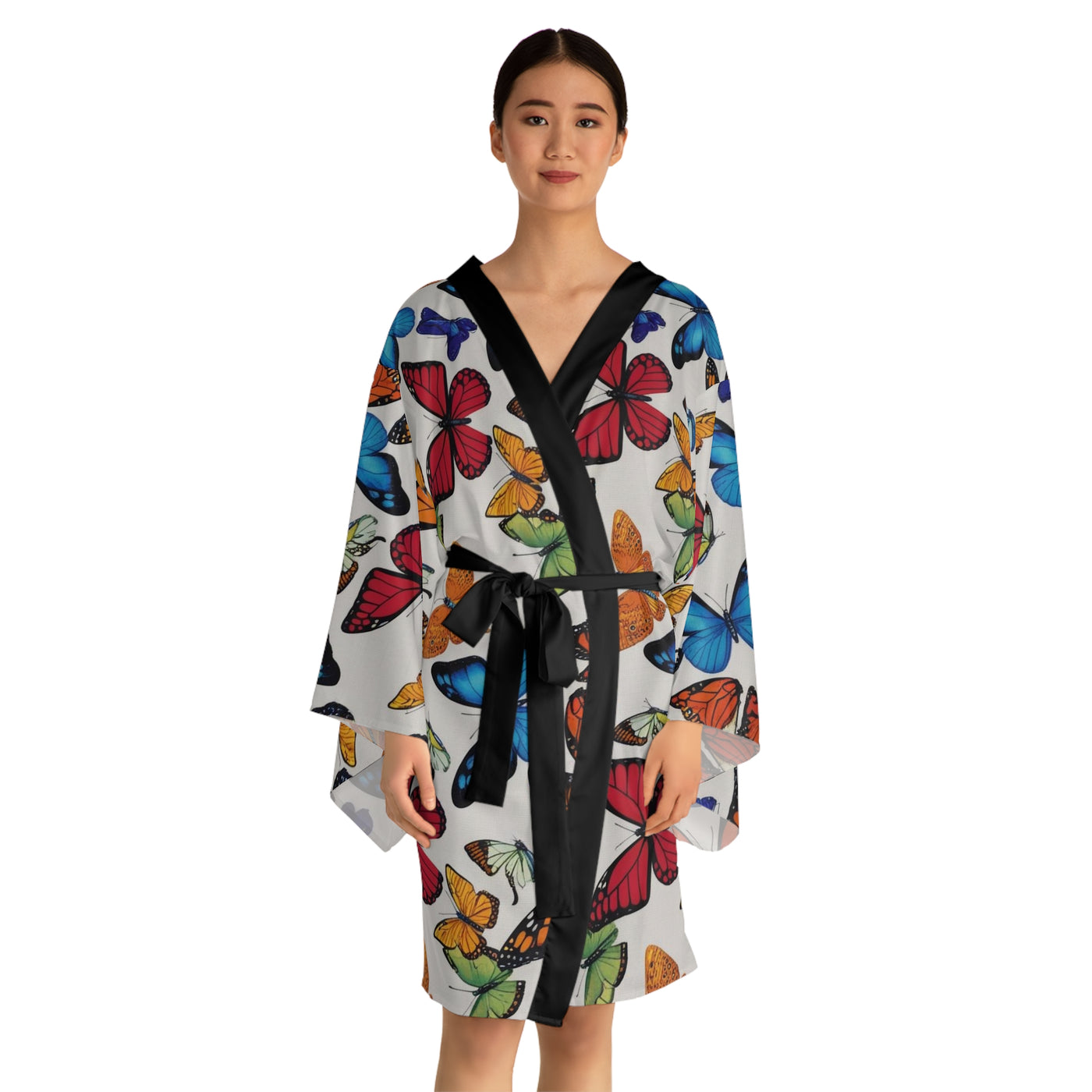 Butterfly Pattern Long Sleeve Kimono Robe | Relaxed Style, Perfect for Lounging, Gift for Her, Spa Day, Spring Fashion, Homewear