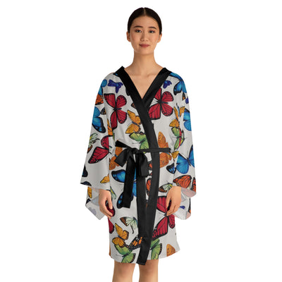 Butterfly Pattern Long Sleeve Kimono Robe | Relaxed Style, Perfect for Lounging, Gift for Her, Spa Day, Spring Fashion, Homewear