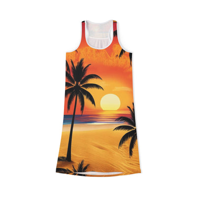 Sunset Palms Women's Racerback Dress, Tropical Beach Wear, Summer Dress, Vacation Outfit, Resort Style, AOP Fashion
