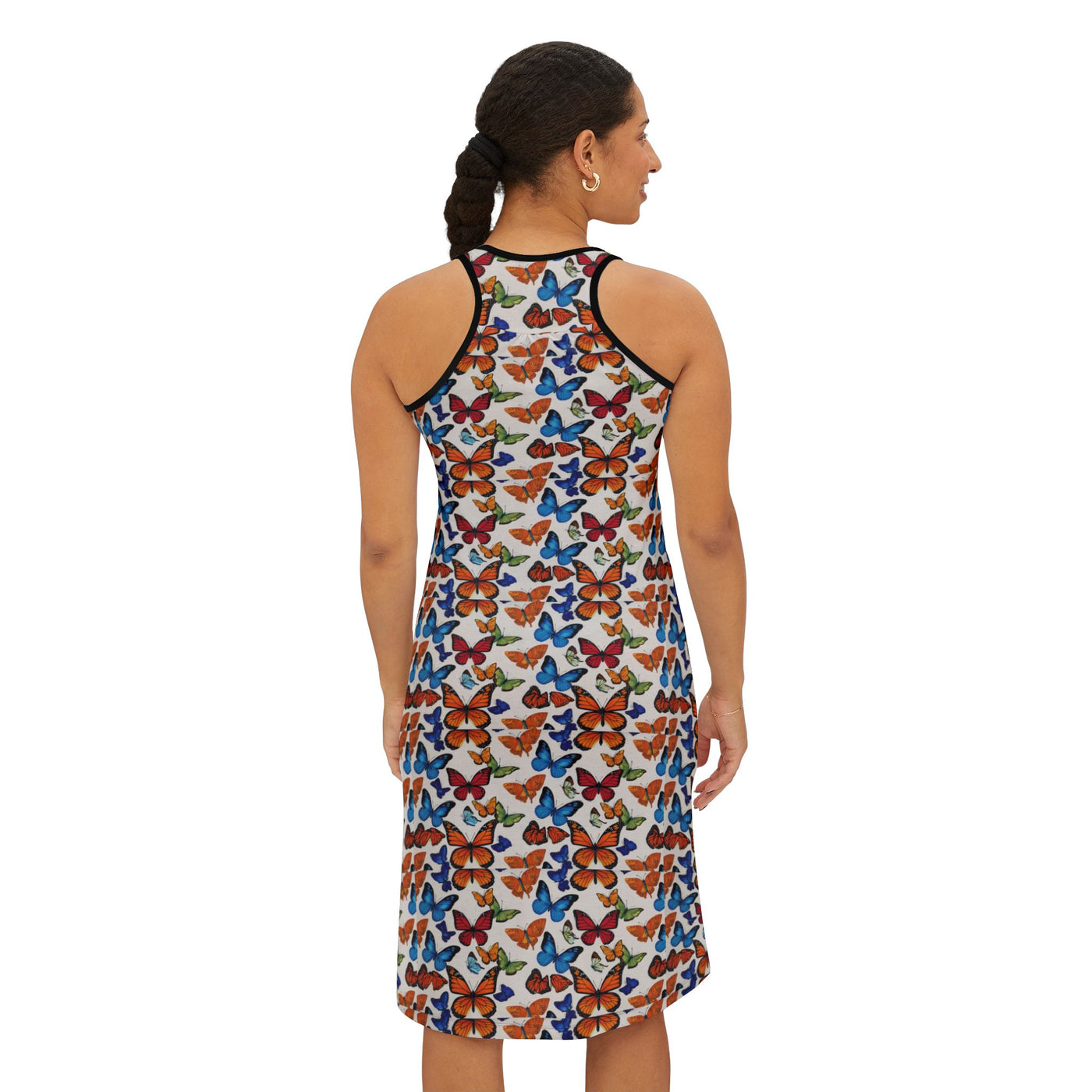 Colorful Butterfly Pattern Women's Racerback Dress, Casual Summer Dress, Beachwear, Garden Party Dress, Gift for Her