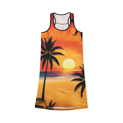 Sunset Palms Women's Racerback Dress, Tropical Beach Wear, Summer Dress, Vacation Outfit, Resort Style, AOP Fashion
