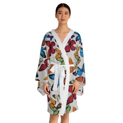 Butterfly Pattern Long Sleeve Kimono Robe | Relaxed Style, Perfect for Lounging, Gift for Her, Spa Day, Spring Fashion, Homewear