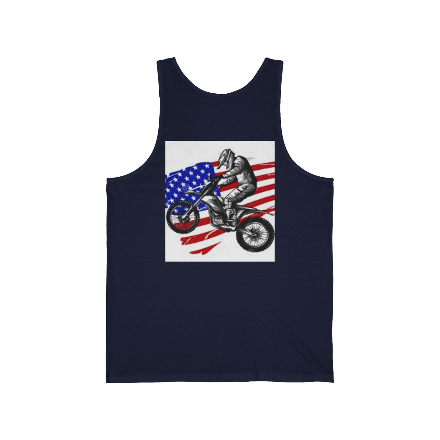 Biker Patriotic Jersey Tank | Unisex Graphic Tee for Independence Day, Summer, Bike Events, Gift for Riders, Casual Wear