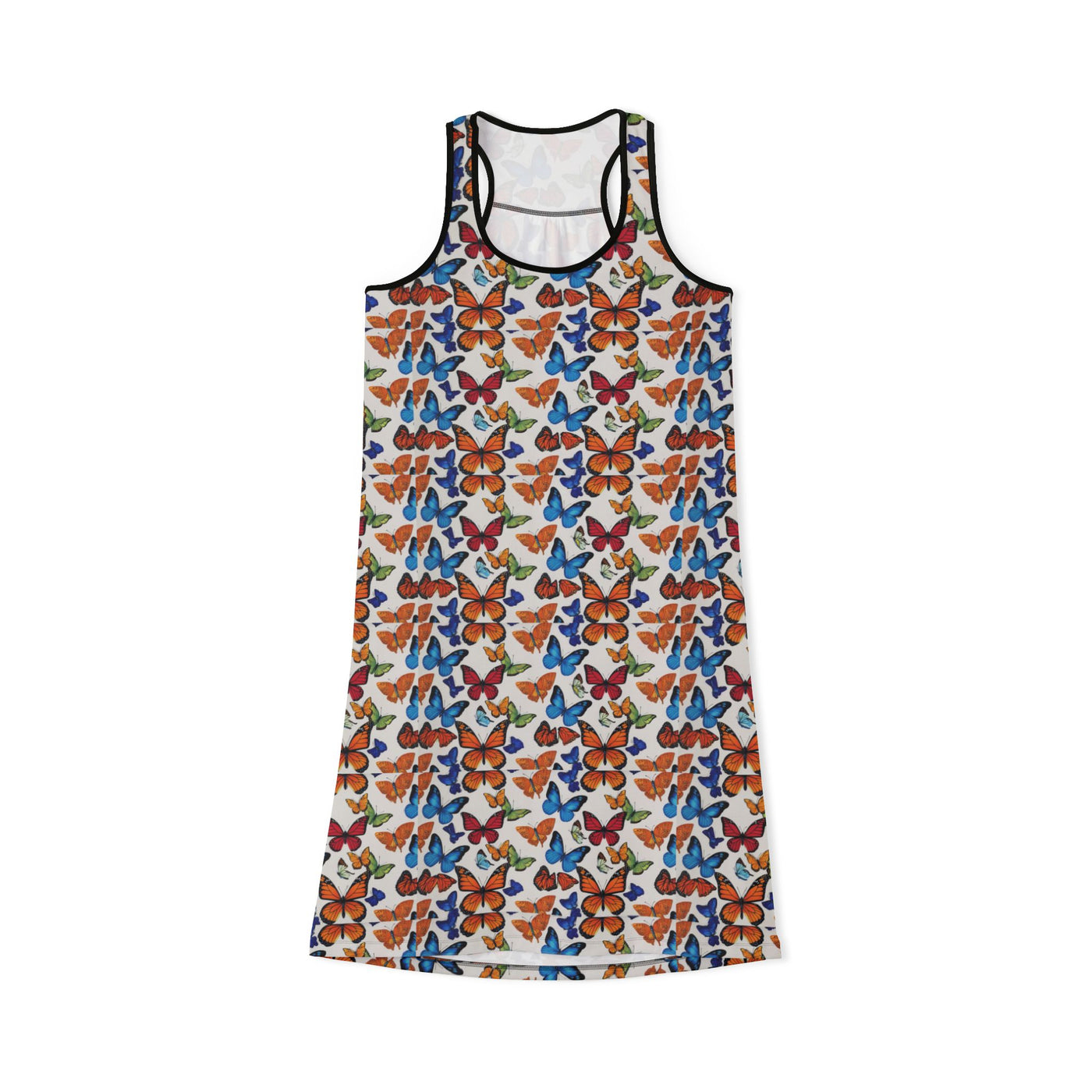 Colorful Butterfly Pattern Women's Racerback Dress, Casual Summer Dress, Beachwear, Garden Party Dress, Gift for Her
