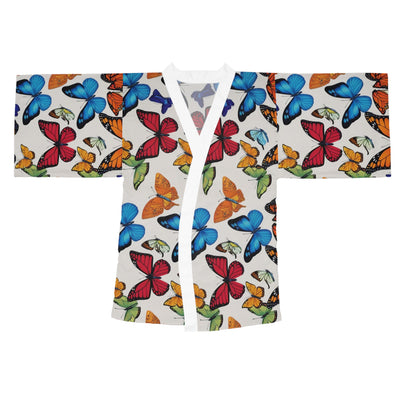 Butterfly Pattern Long Sleeve Kimono Robe | Relaxed Style, Perfect for Lounging, Gift for Her, Spa Day, Spring Fashion, Homewear
