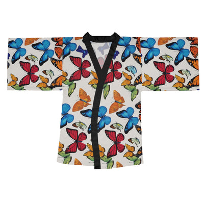 Butterfly Pattern Long Sleeve Kimono Robe | Relaxed Style, Perfect for Lounging, Gift for Her, Spa Day, Spring Fashion, Homewear