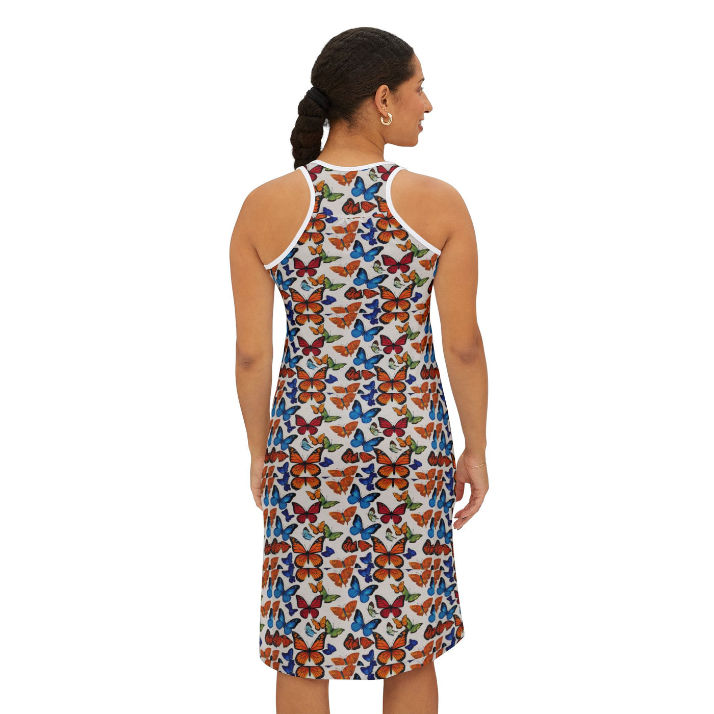 Colorful Butterfly Pattern Women's Racerback Dress, Casual Summer Dress, Beachwear, Garden Party Dress, Gift for Her