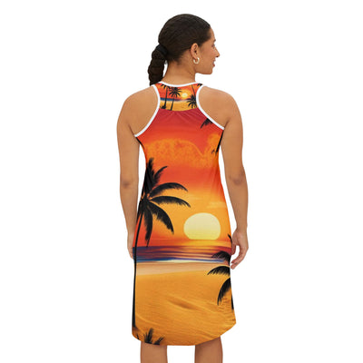 Sunset Palms Women's Racerback Dress, Tropical Beach Wear, Summer Dress, Vacation Outfit, Resort Style, AOP Fashion
