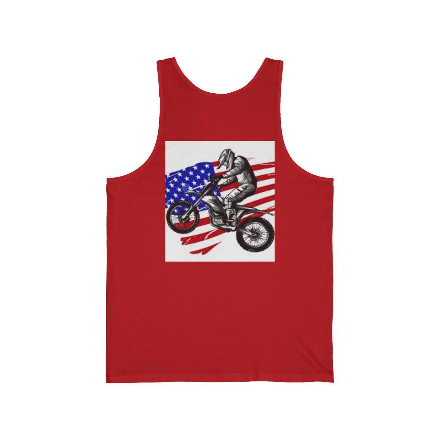 Biker Patriotic Jersey Tank | Unisex Graphic Tee for Independence Day, Summer, Bike Events, Gift for Riders, Casual Wear