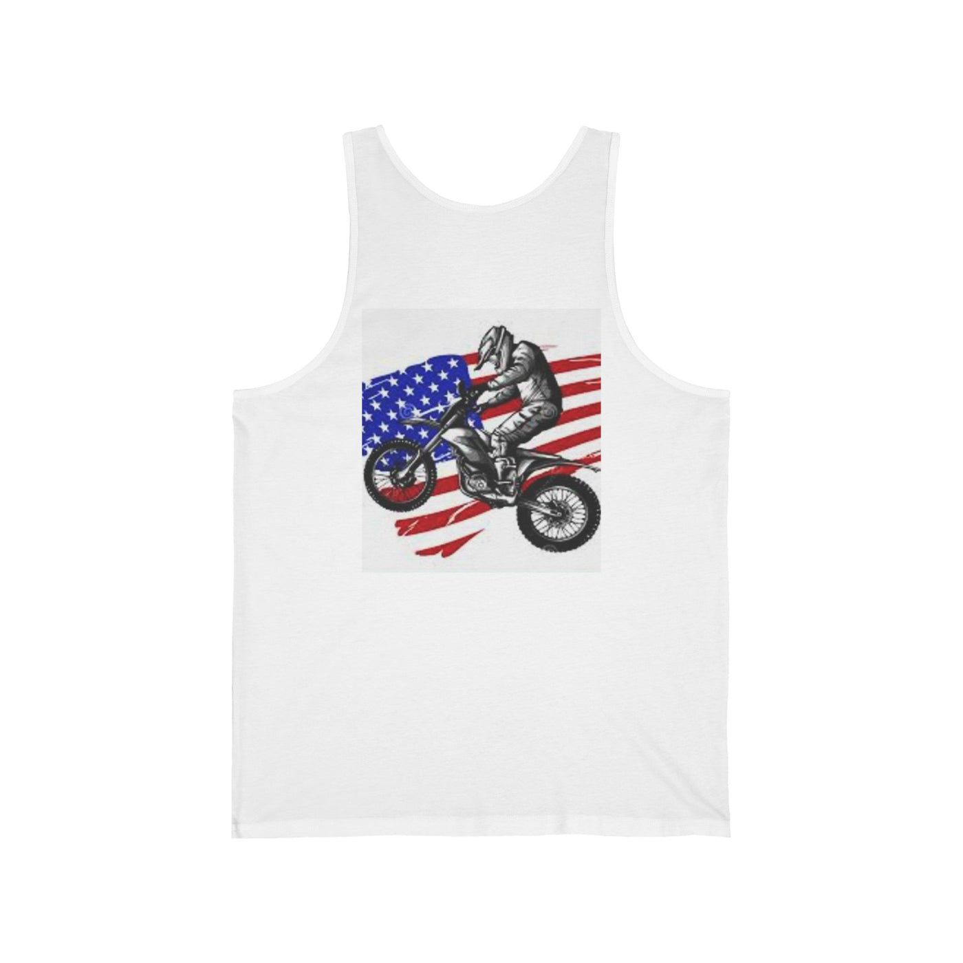 Biker Patriotic Jersey Tank | Unisex Graphic Tee for Independence Day, Summer, Bike Events, Gift for Riders, Casual Wear