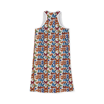 Colorful Butterfly Pattern Women's Racerback Dress, Casual Summer Dress, Beachwear, Garden Party Dress, Gift for Her