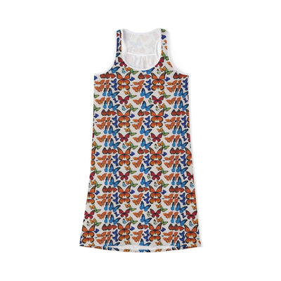 Colorful Butterfly Pattern Women's Racerback Dress, Casual Summer Dress, Beachwear, Garden Party Dress, Gift for Her