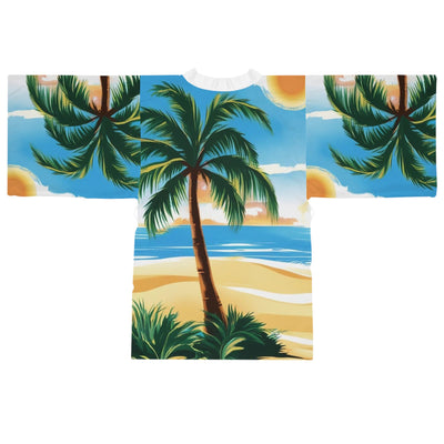 Tropical Paradise Long Sleeve Kimono Robe | Beach Vibes, Summer Cover-Up, Resort Wear, Vacation Essential, Relaxation Lounge Wear