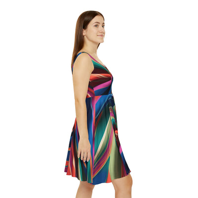 Vibrant Women's Skater Dress, Colorful AOP Dress for Parties, Summer Fashion, Casual Wear, Festival Attire