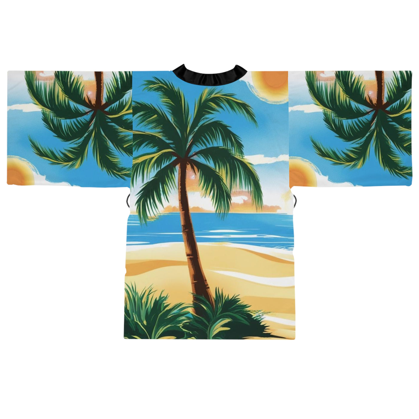 Tropical Paradise Long Sleeve Kimono Robe | Beach Vibes, Summer Cover-Up, Resort Wear, Vacation Essential, Relaxation Lounge Wear