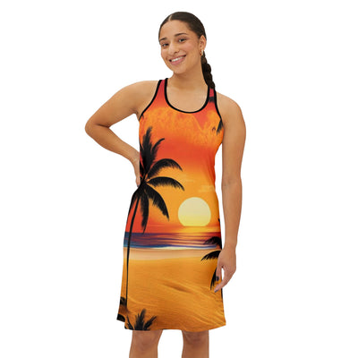 Sunset Palms Women's Racerback Dress, Tropical Beach Wear, Summer Dress, Vacation Outfit, Resort Style, AOP Fashion