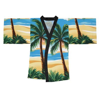 Tropical Paradise Long Sleeve Kimono Robe | Beach Vibes, Summer Cover-Up, Resort Wear, Vacation Essential, Relaxation Lounge Wear