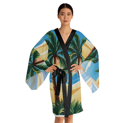 Tropical Paradise Long Sleeve Kimono Robe | Beach Vibes, Summer Cover-Up, Resort Wear, Vacation Essential, Relaxation Lounge Wear