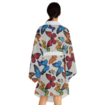 Butterfly Pattern Long Sleeve Kimono Robe | Relaxed Style, Perfect for Lounging, Gift for Her, Spa Day, Spring Fashion, Homewear