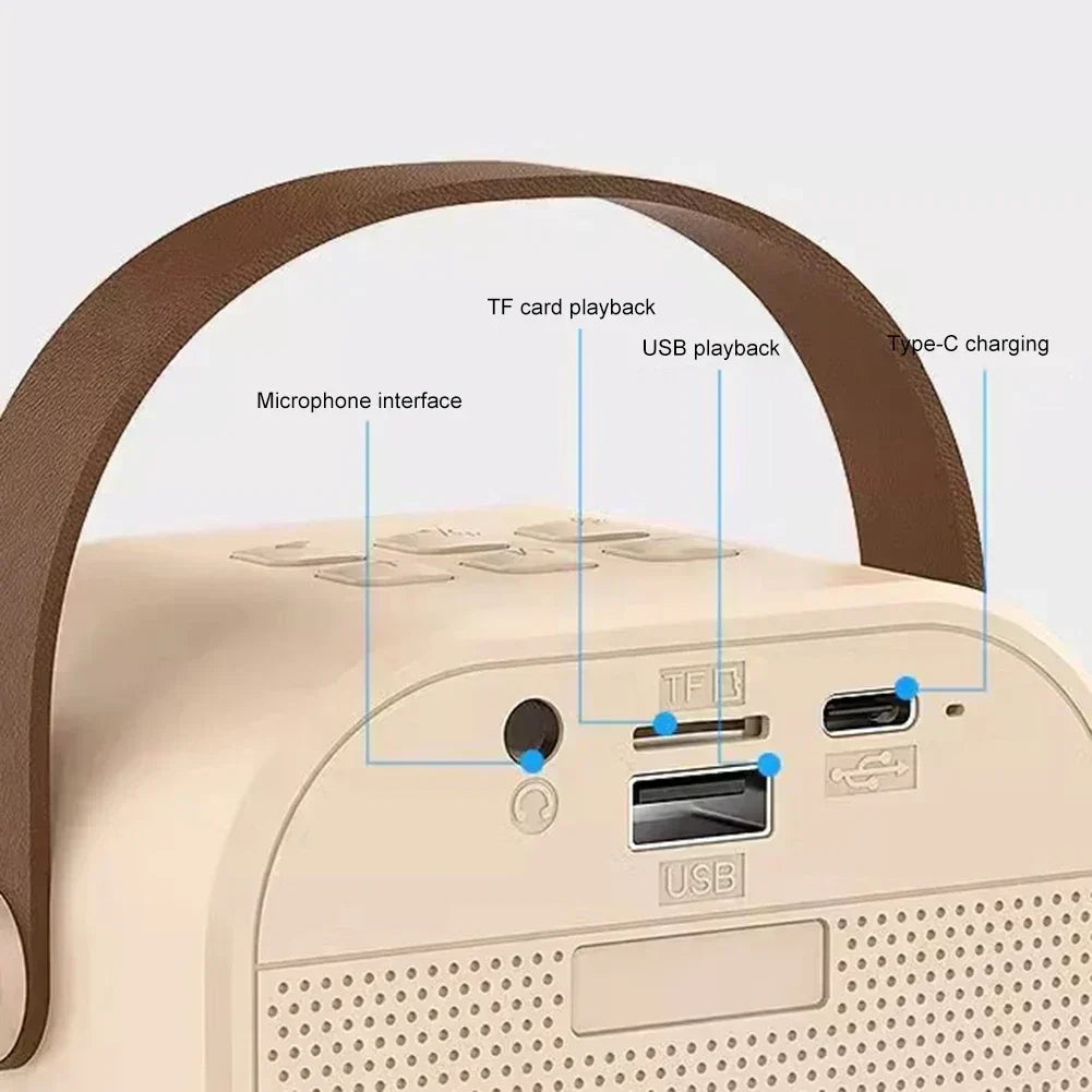 K12 Wireless Bluetooth Speaker Multifunction with 2 Microphone Mic RGB Portable Music Player Karaoke Machine for Child Home Gift