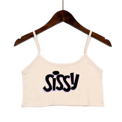 SISSY Letters Top Women Summer Sling Tube Top Sexy Seamless Sexy Sleeveless Tank Top Summer Camis Backless Camisole Crop Top