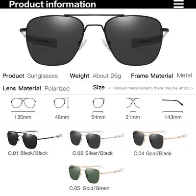 Classic Polarized Design Sunglasses Men 2024 Vintage Pilot Driving Sun Glasses Anti-Glare Sunglass Men gafas de sol hombre