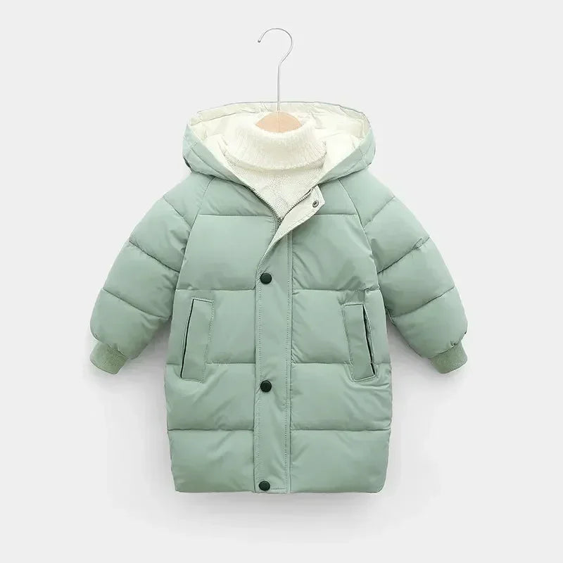 Children Down Outerwear Winter Kids Clothes Boys Girls Cotton-Padded Parka Coats Thicken Warm Long Jackets