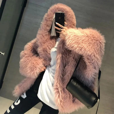 Women Outerwear 2024 Winter Internet Celebrity Explosion Street Lazy Style Environmentally Friendly fox fur Imitation fur Plush