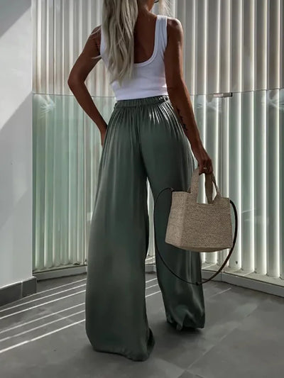 Loose Loungewear Wide Leg Pants, Women Spring Summer All Match Fashion Trousers, 2024 High Elastic Waist Ladies Pants Streetwear