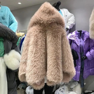 Women Outerwear 2024 Winter Internet Celebrity Explosion Street Lazy Style Environmentally Friendly fox fur Imitation fur Plush