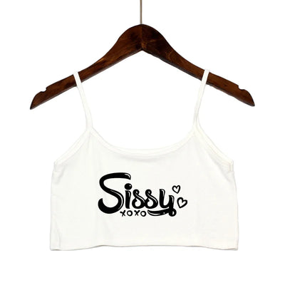 SISSY Letters Top Women Summer Sling Tube Top Sexy Seamless Sexy Sleeveless Tank Top Summer Camis Backless Camisole Crop Top