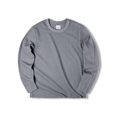 Maden Workwear Japanese Vintage Heavyweight 300g Waffle Round Neck T-shirt Sweater Long Sleeve Shirt For Men