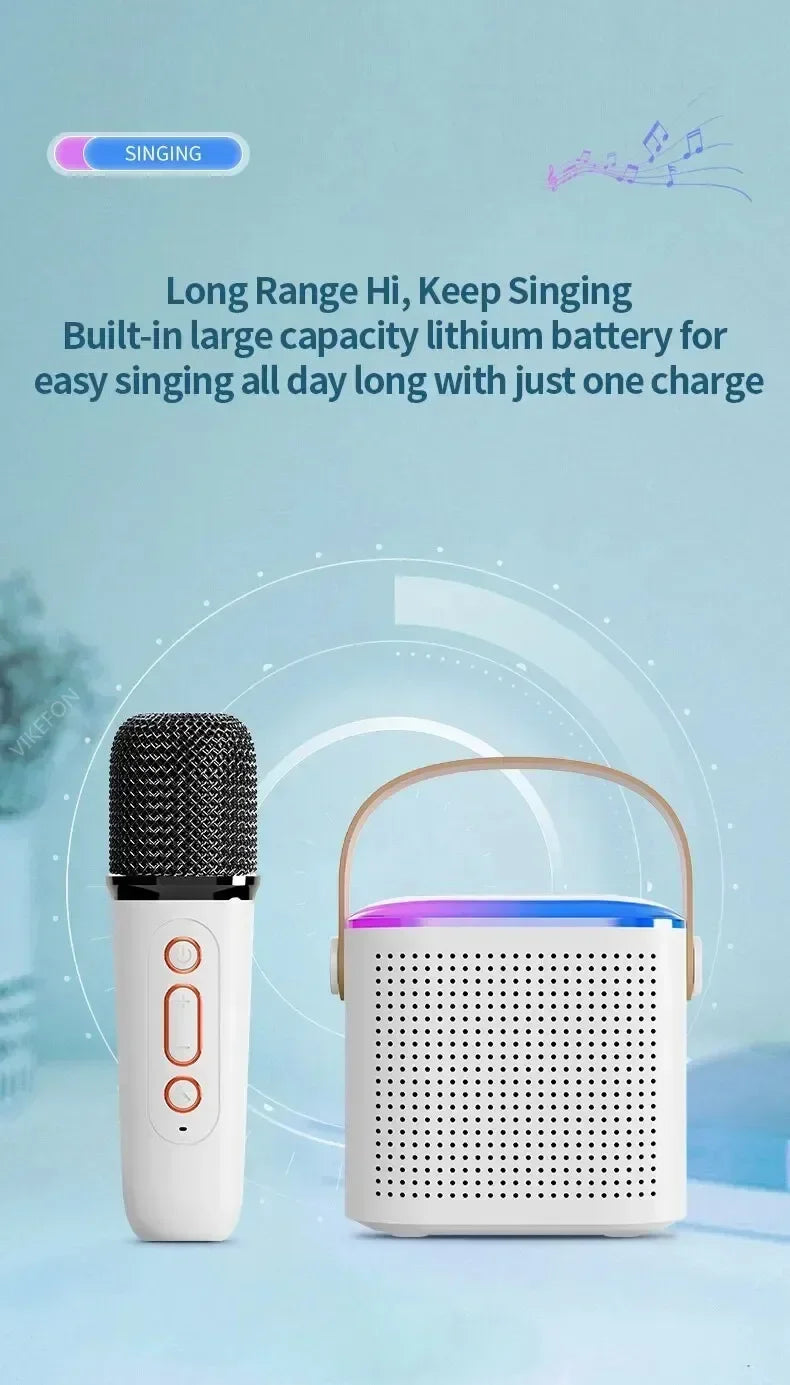 Y1 Wireless Dual Microphones Karaoke Machine KTV DSP System Bluetooth 5.3 PA Speaker HIFI Stereo Surround RGB Colorful LED Light