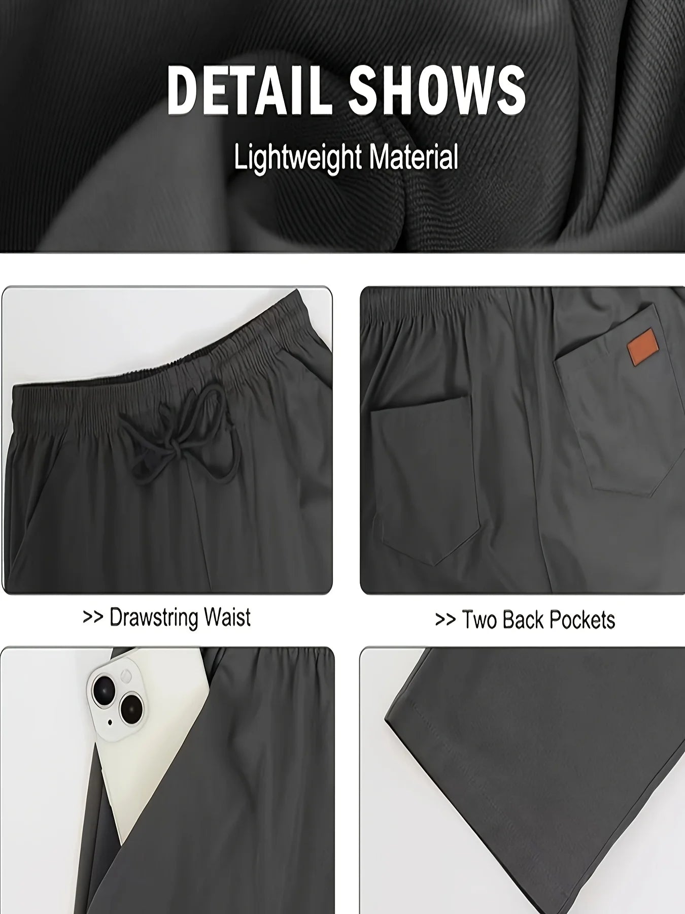 2025European men's casual workwear sports pants with drawstring at waist, jogging and hiking, loose pants with multiple pockets