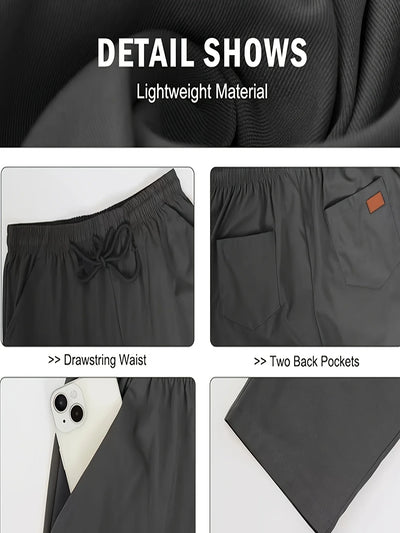 2025European men's casual workwear sports pants with drawstring at waist, jogging and hiking, loose pants with multiple pockets
