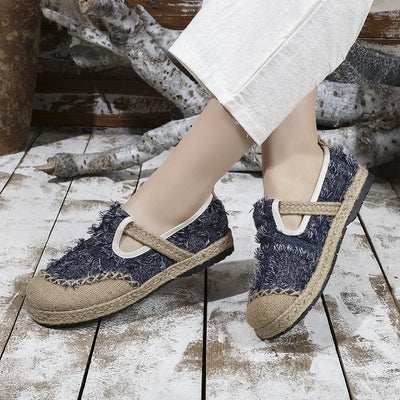 Casual Woman Shoe Female Footwear Shallow Mouth Soft Slip-on All-Match Dress Breathable Slip on Retro Fisherman Flat Fabric