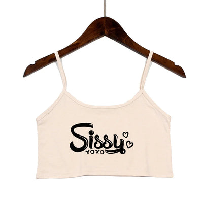 SISSY Letters Top Women Summer Sling Tube Top Sexy Seamless Sexy Sleeveless Tank Top Summer Camis Backless Camisole Crop Top