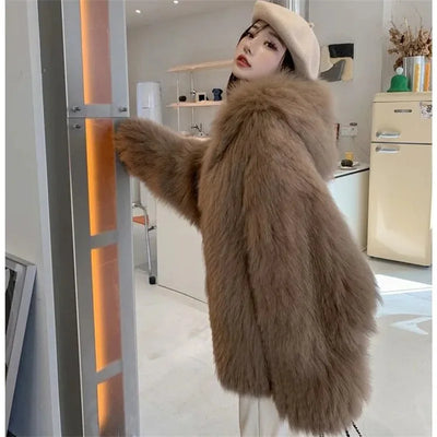 Women Outerwear 2024 Winter Internet Celebrity Explosion Street Lazy Style Environmentally Friendly fox fur Imitation fur Plush