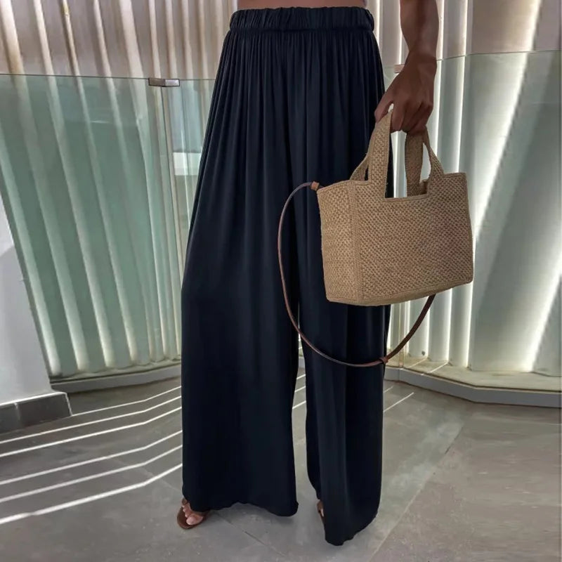 Loose Loungewear Wide Leg Pants, Women Spring Summer All Match Fashion Trousers, 2024 High Elastic Waist Ladies Pants Streetwear