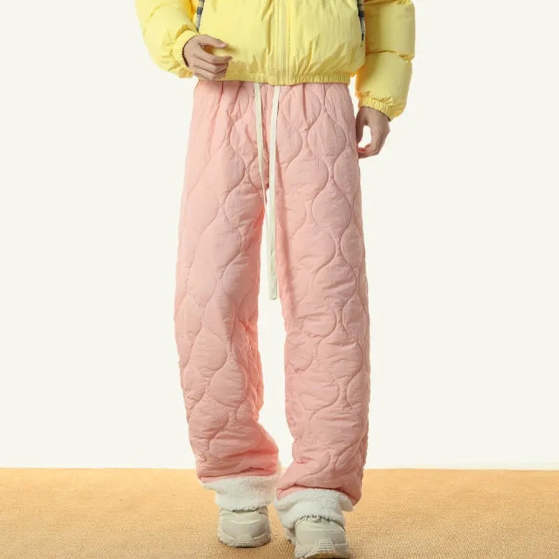 2024 Winter Sweatwear Men Plush Thick Fleece Sweatpant Lambswool Thermal Trousers Casual Pants Windproof Warm Cotton Pants