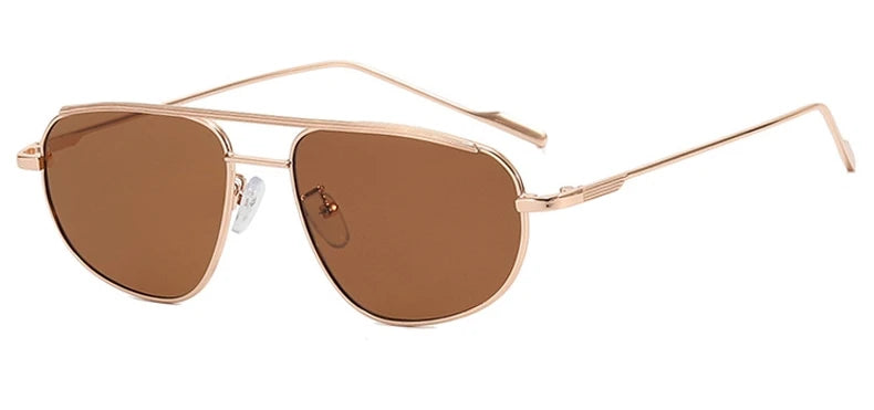 Retro Alloy Sunglasses Women New Vintage Small Metal Frame Pilot Sun Glasses Ladies Punk Double Dridge Shades Eyewear UV400