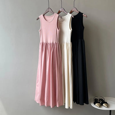 Vestidos De Mujer Slim Vest Pink Sleeveless Knitted Dress New Maxi Dresses for Women Robe Femme Tank Black