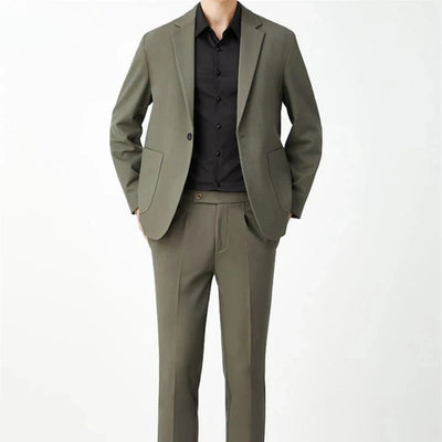 Casual 2 Piece Outfit Set Male Formal Full Men's Suits and Blazers Solid Color Dress Luxury Spring Autumn Gentleman Ceremony