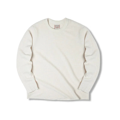 Maden Workwear Japanese Vintage Heavyweight 300g Waffle Round Neck T-shirt Sweater Long Sleeve Shirt For Men