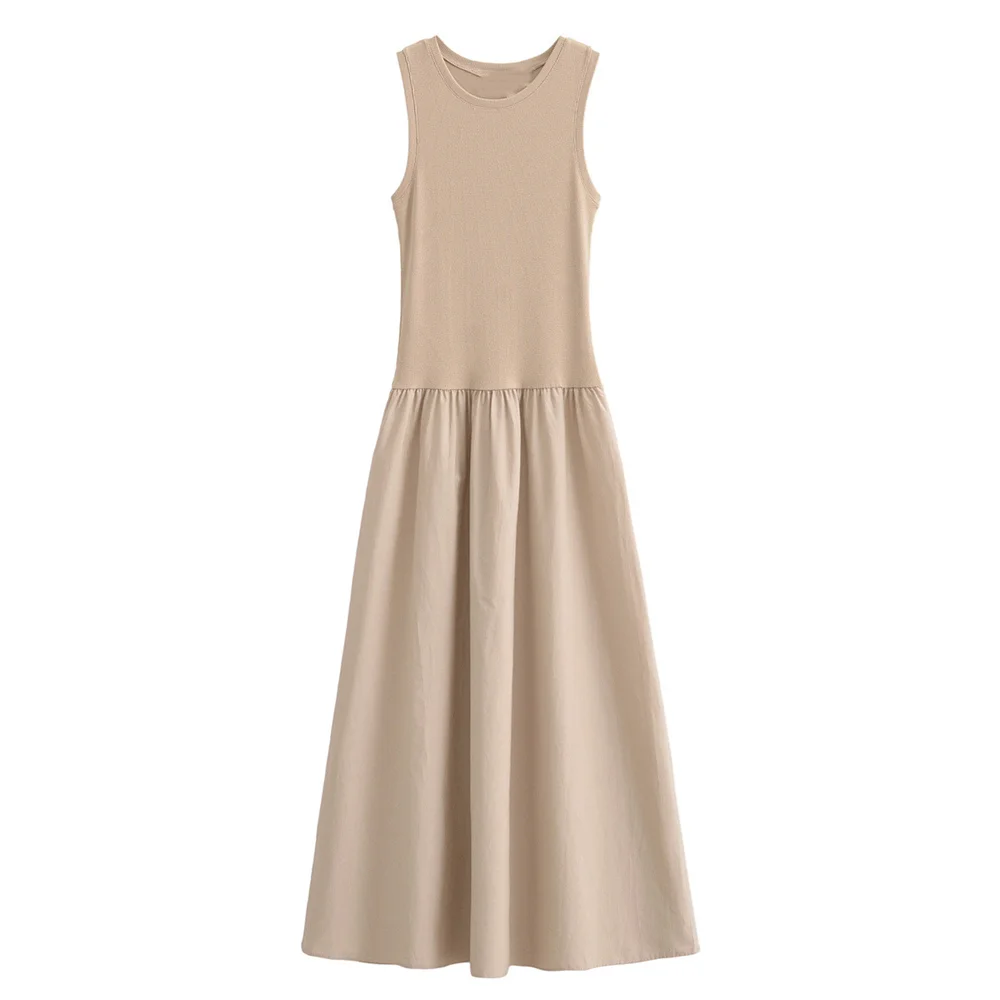 PB&ZA2024 autumn new women's clothing fashion temperament slim fit casual solid color versatile splicing long vest skirt